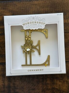 Wondershop Gold Letter E Floral Ornament